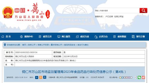 铜仁市万山区市场监督管理局2023年食品药品行政处罚信息公示（第4批）——以贵州企业管理为例